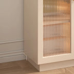 Modern Transparent White Wood Bookcase with Glass Doors