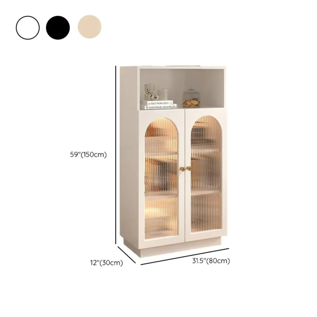 Modern Transparent White Wood Bookcase with Glass Doors