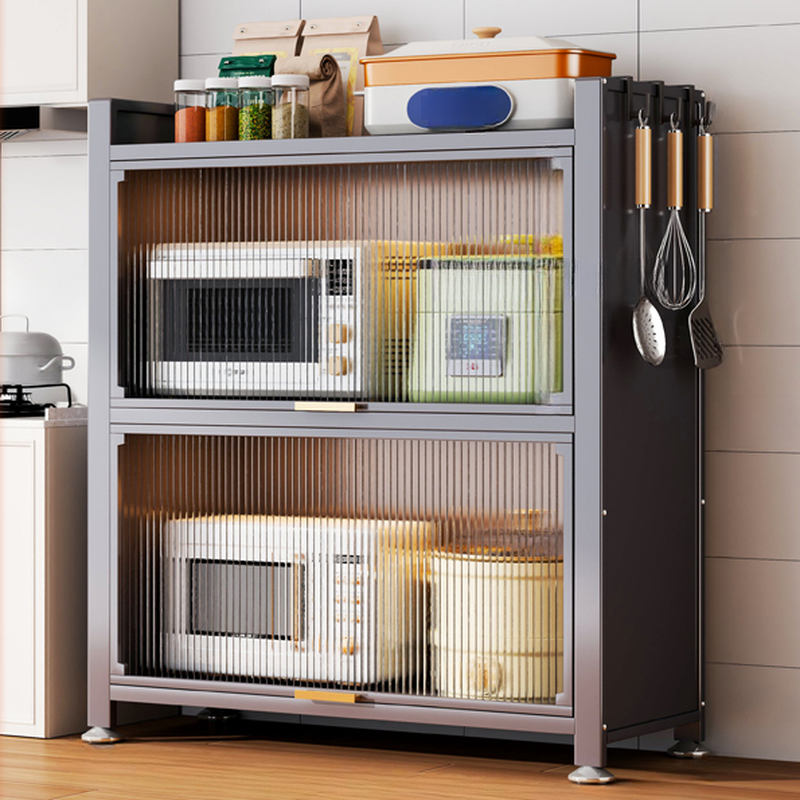 Narrow Steel Multi-Shelf Lift-Up Door Buffet Cabinet