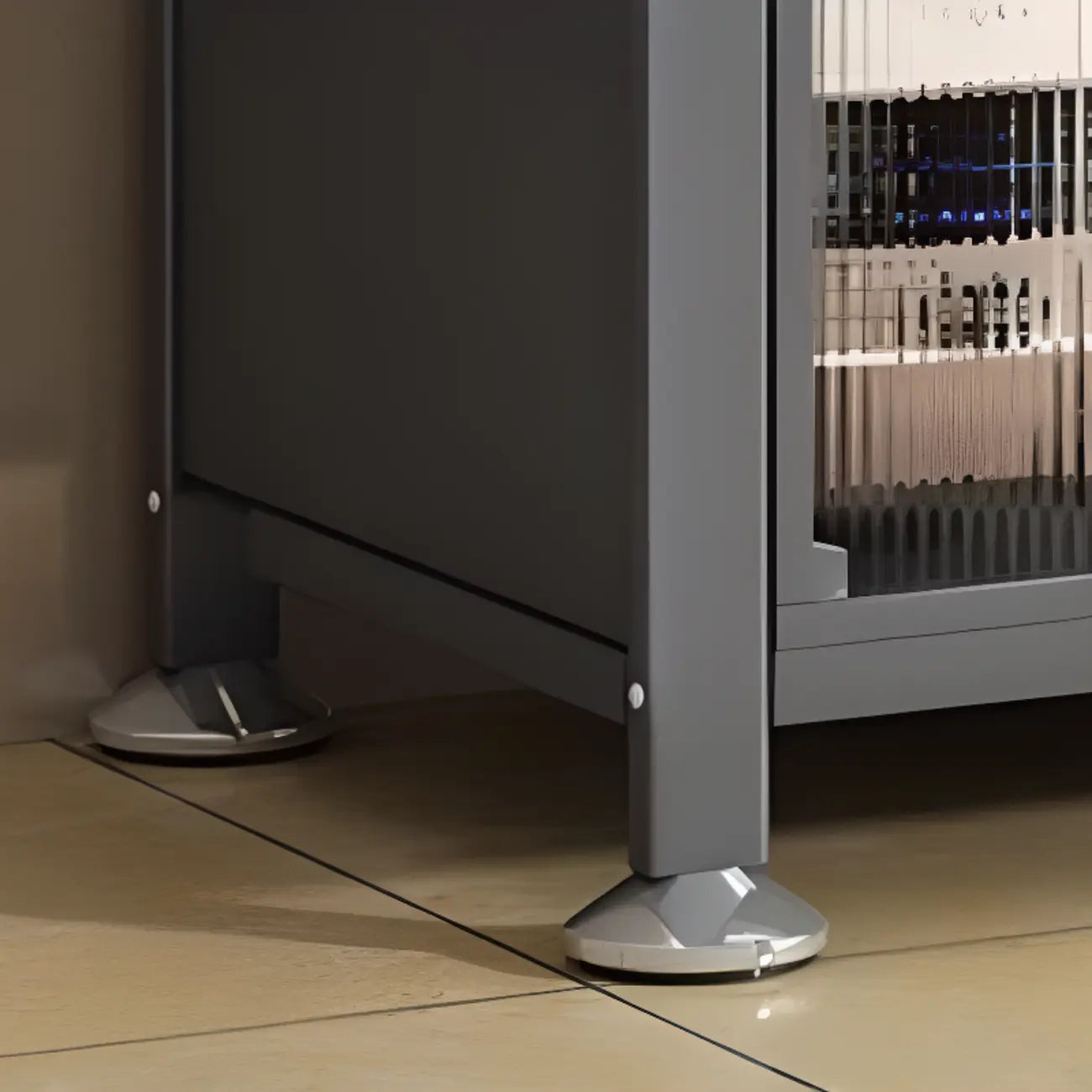 Narrow Steel Multi-Shelf Lift-Up Door Buffet Cabinet