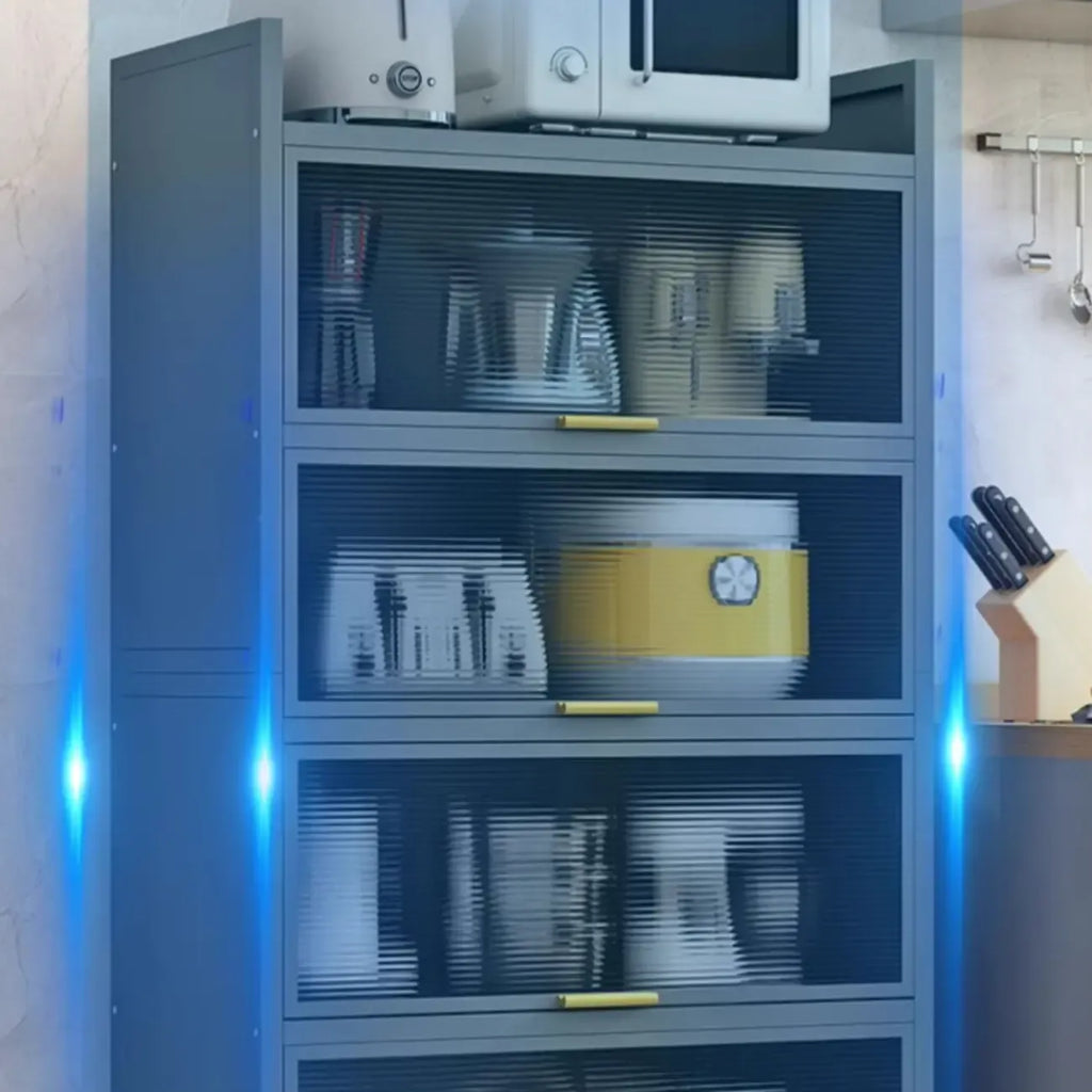 Narrow Steel Multi-Shelf Lift-Up Door Buffet Cabinet