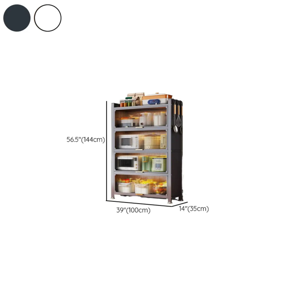 Narrow Steel Multi-Shelf Lift-Up Door Buffet Cabinet