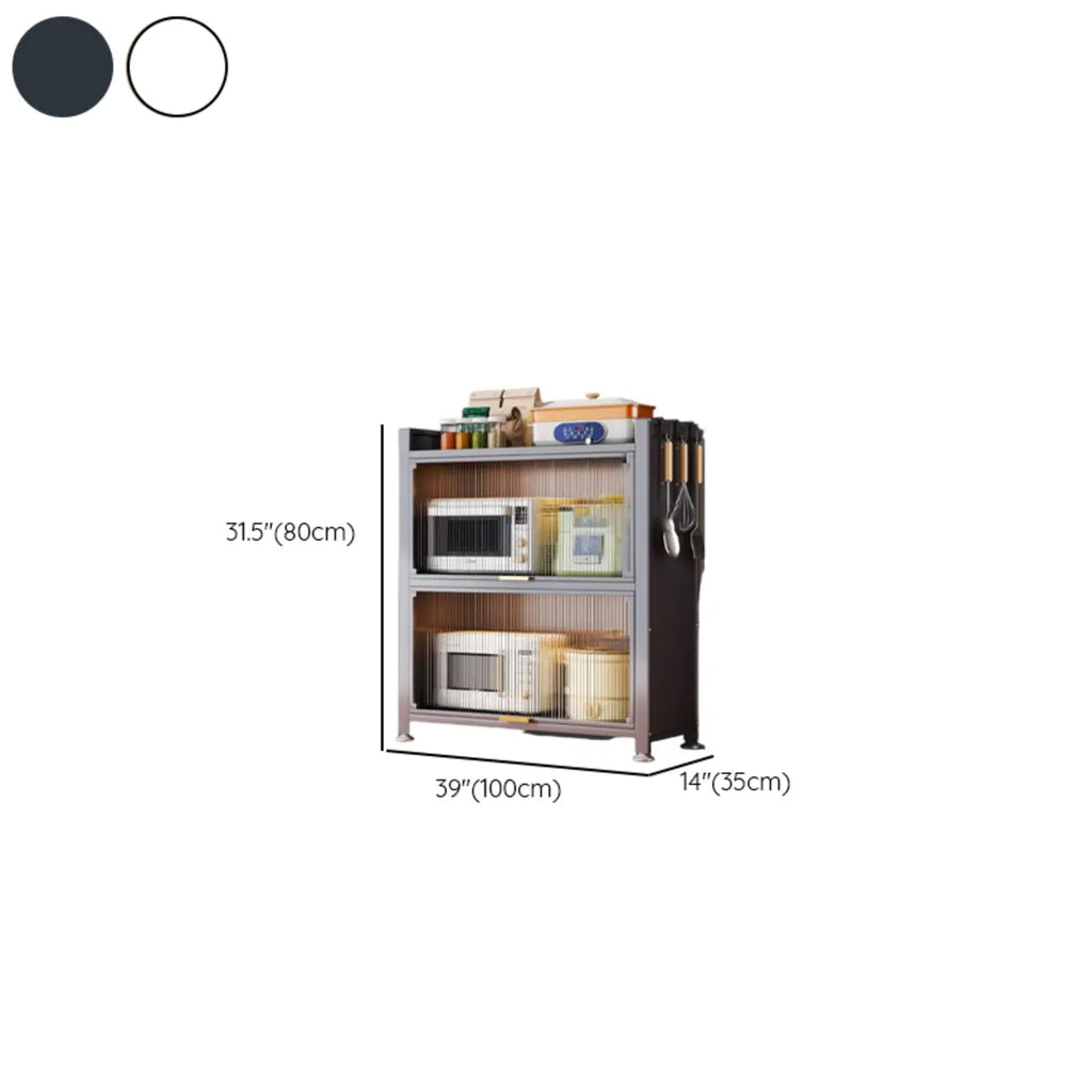 Narrow Steel Multi-Shelf Lift-Up Door Buffet Cabinet