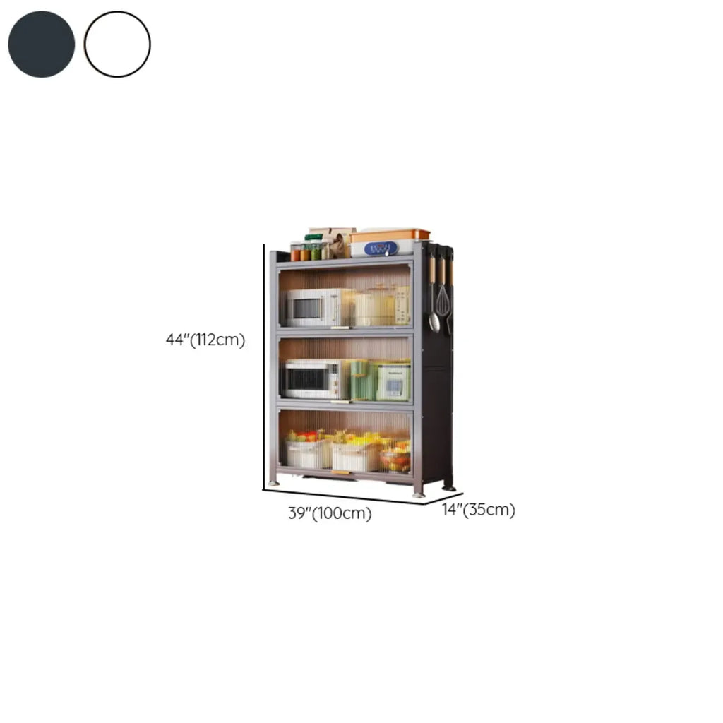 Narrow Steel Multi-Shelf Lift-Up Door Buffet Cabinet