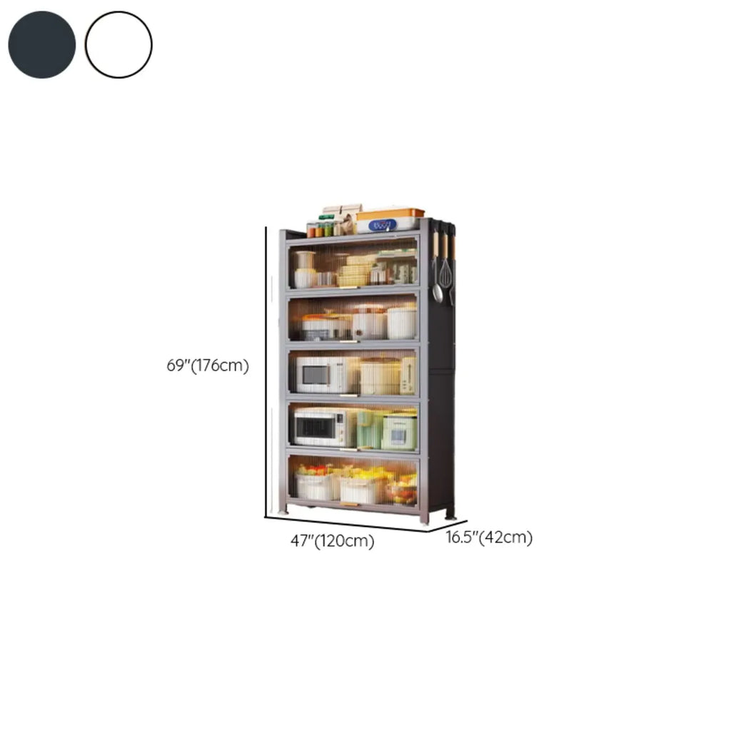 Narrow Steel Multi-Shelf Lift-Up Door Buffet Cabinet
