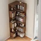 Manufactured Wood Corner Bookshelf with 6 Shelves