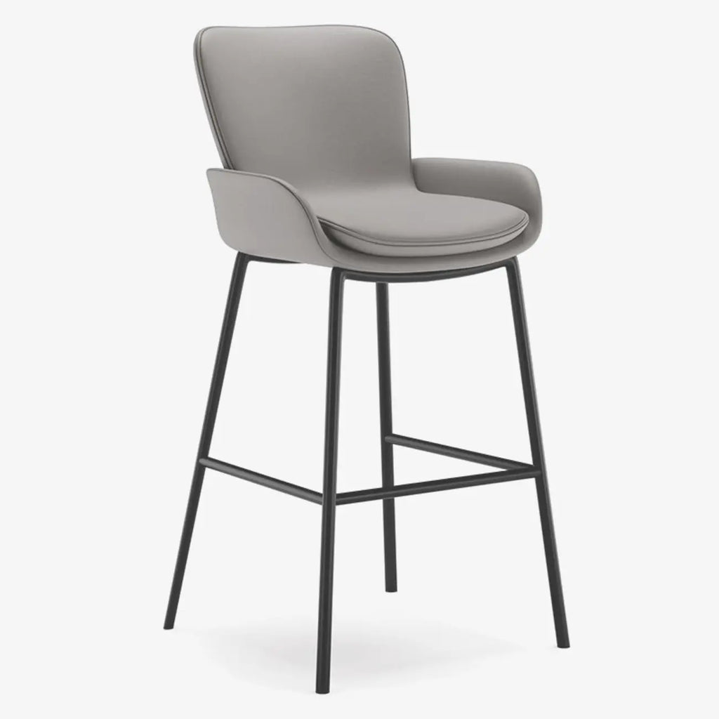 Simple Beige Leather Counter Bar Stools with Back