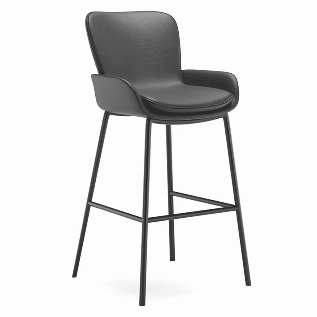 Simple Beige Leather Counter Bar Stools with Back