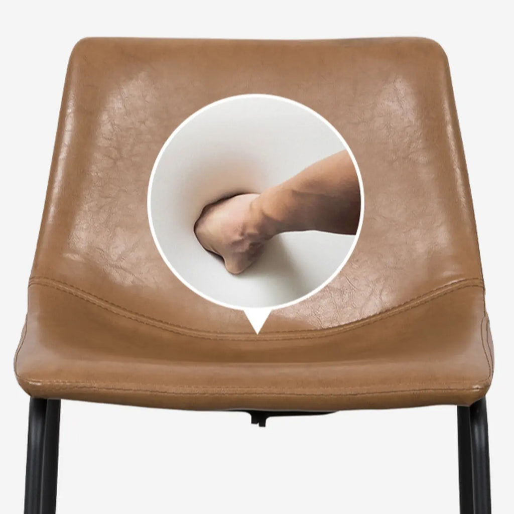 Modern Pedestal Upholstered Leather Counter Height Bar Stools