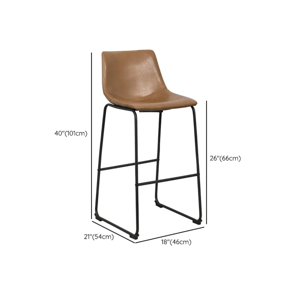 Modern Pedestal Upholstered Leather Counter Height Bar Stools