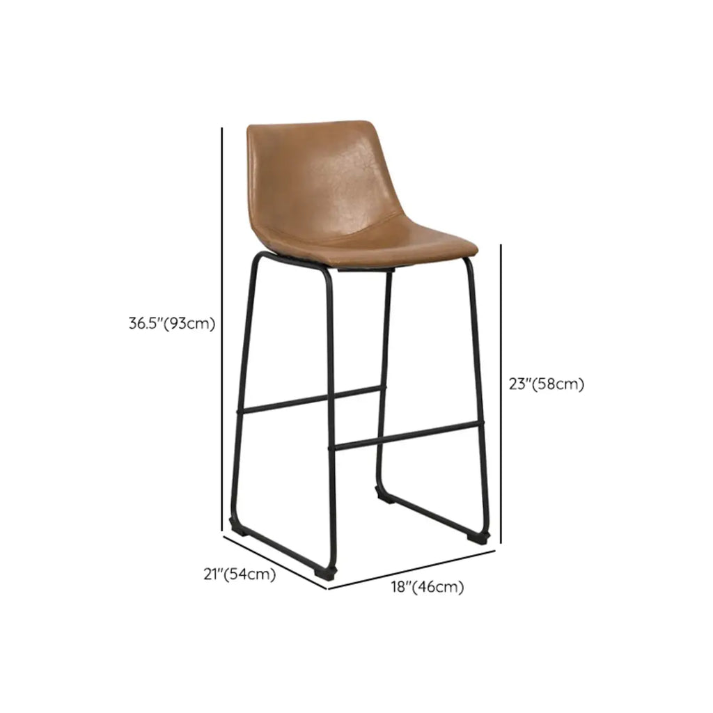 Modern Pedestal Upholstered Leather Counter Height Bar Stools