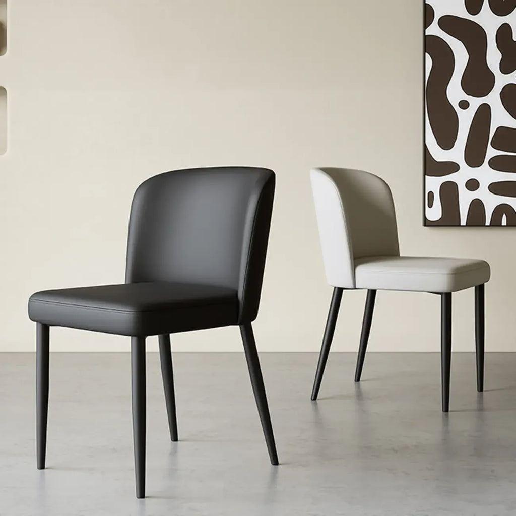 Modern Armless Leather Dining Chair with Black Alloy Legs