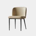 Modern Armless Leather Dining Chair with Black Alloy Legs