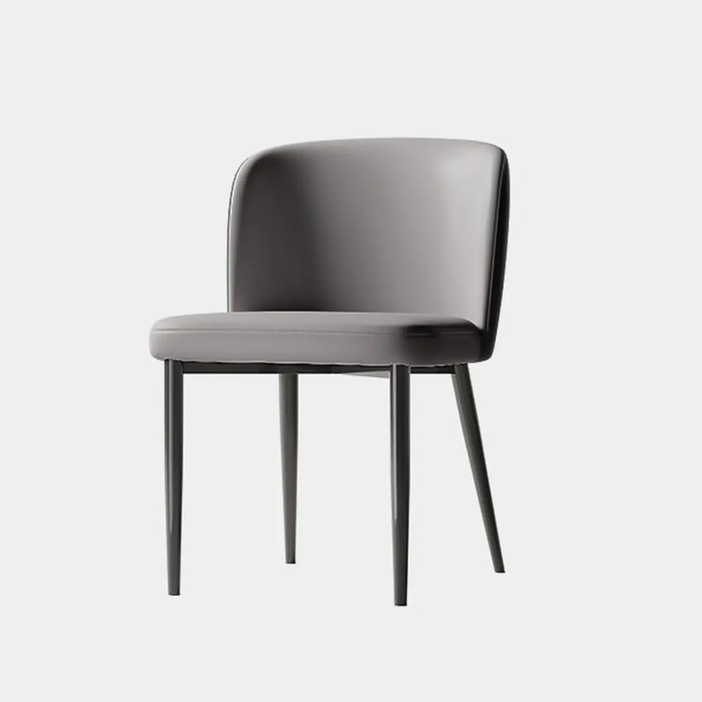 Modern Armless Leather Dining Chair with Black Alloy Legs