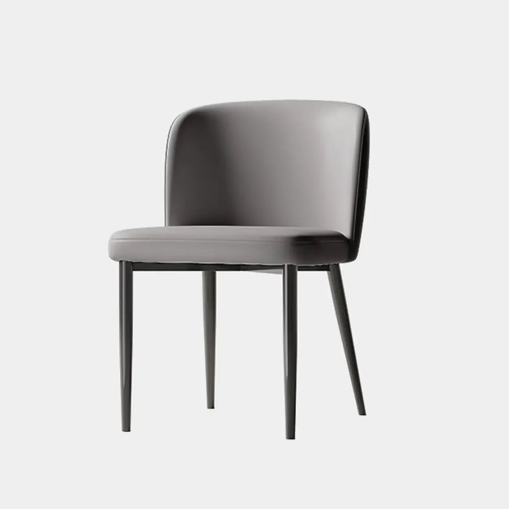 Modern Armless Leather Dining Chair with Black Alloy Legs