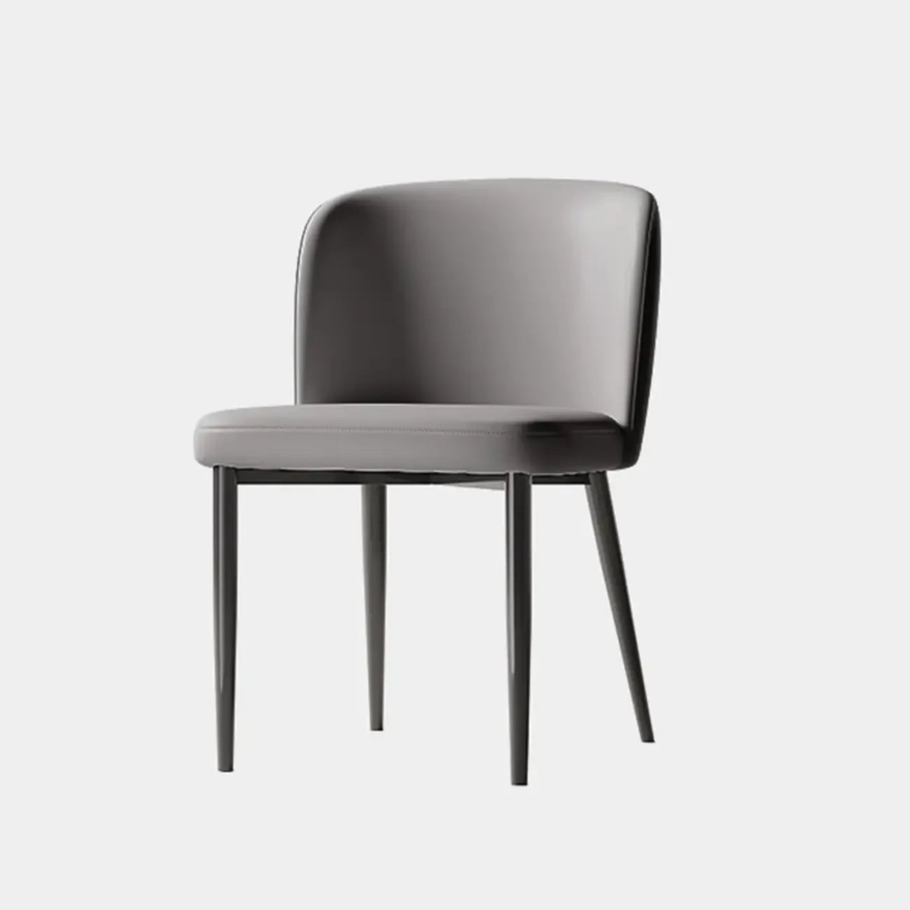 Modern Armless Leather Dining Chair with Black Alloy Legs