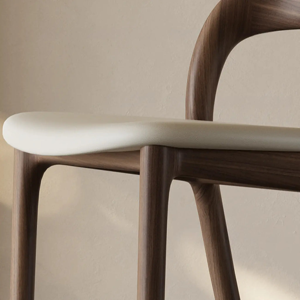 Mid-Century Modern Wood Faux Leather Bar Stool