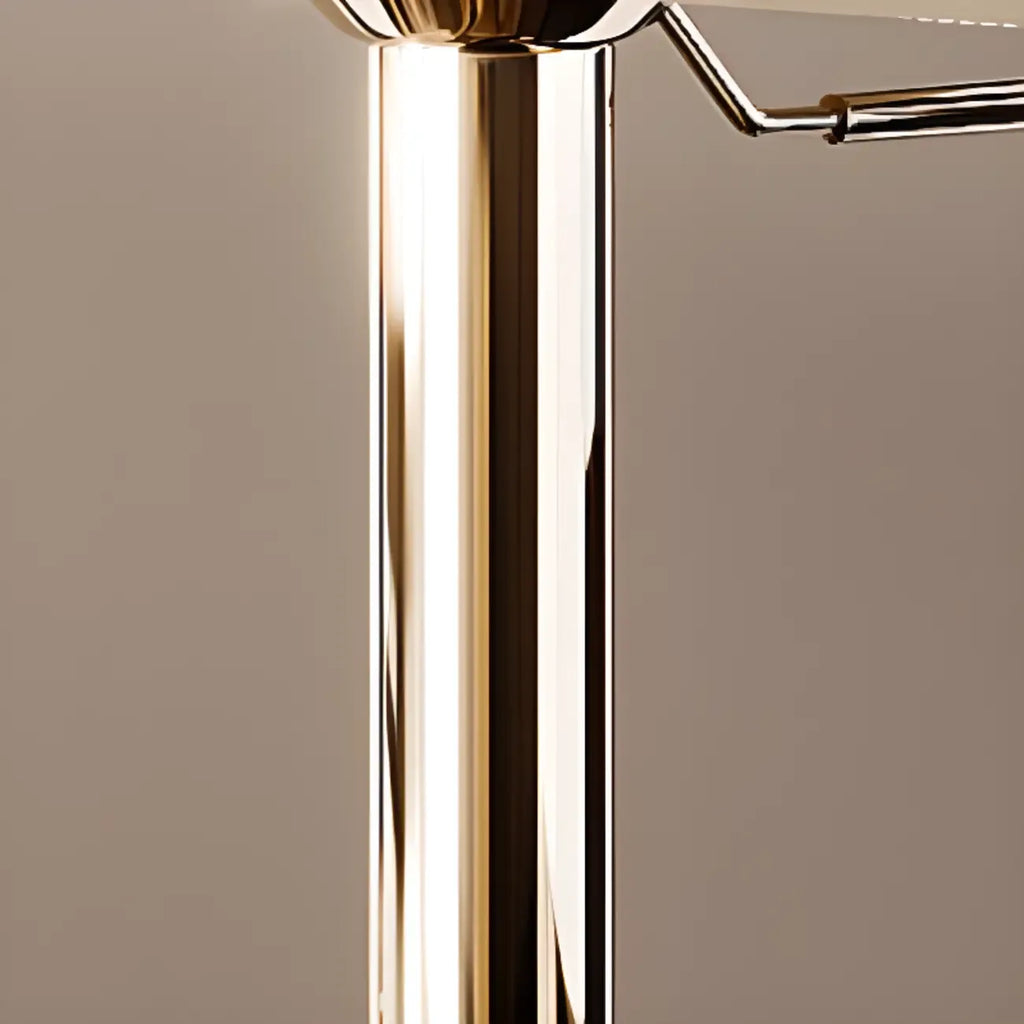 Luxury Adjustable Height Leather Bar Stool Gold Pedestal