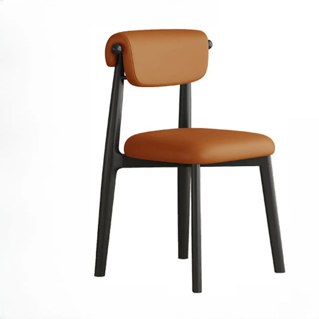 Elegant Low Back Upholstered Faux Leather Dining Chair