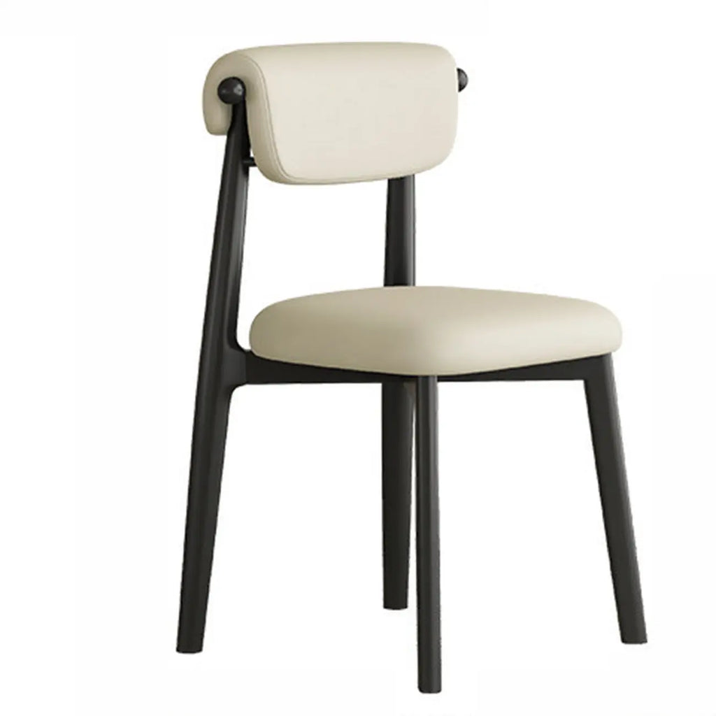 Elegant Low Back Upholstered Faux Leather Dining Chair
