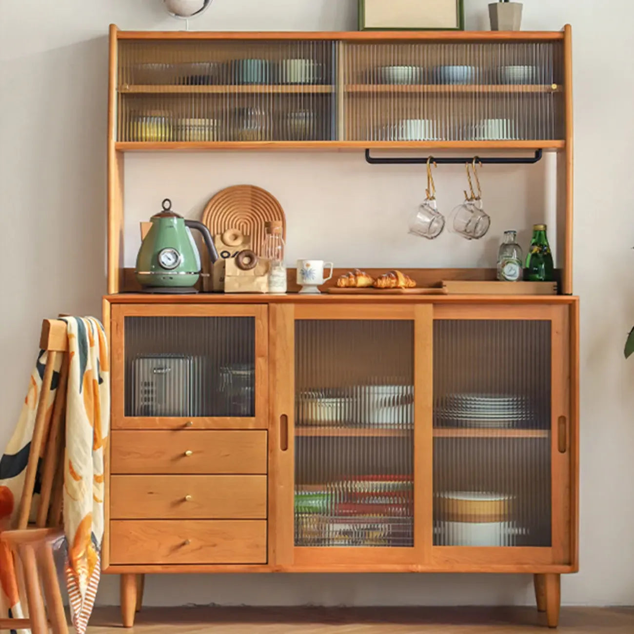 Sliding Door Wood Modern Sideboard with Cabinets