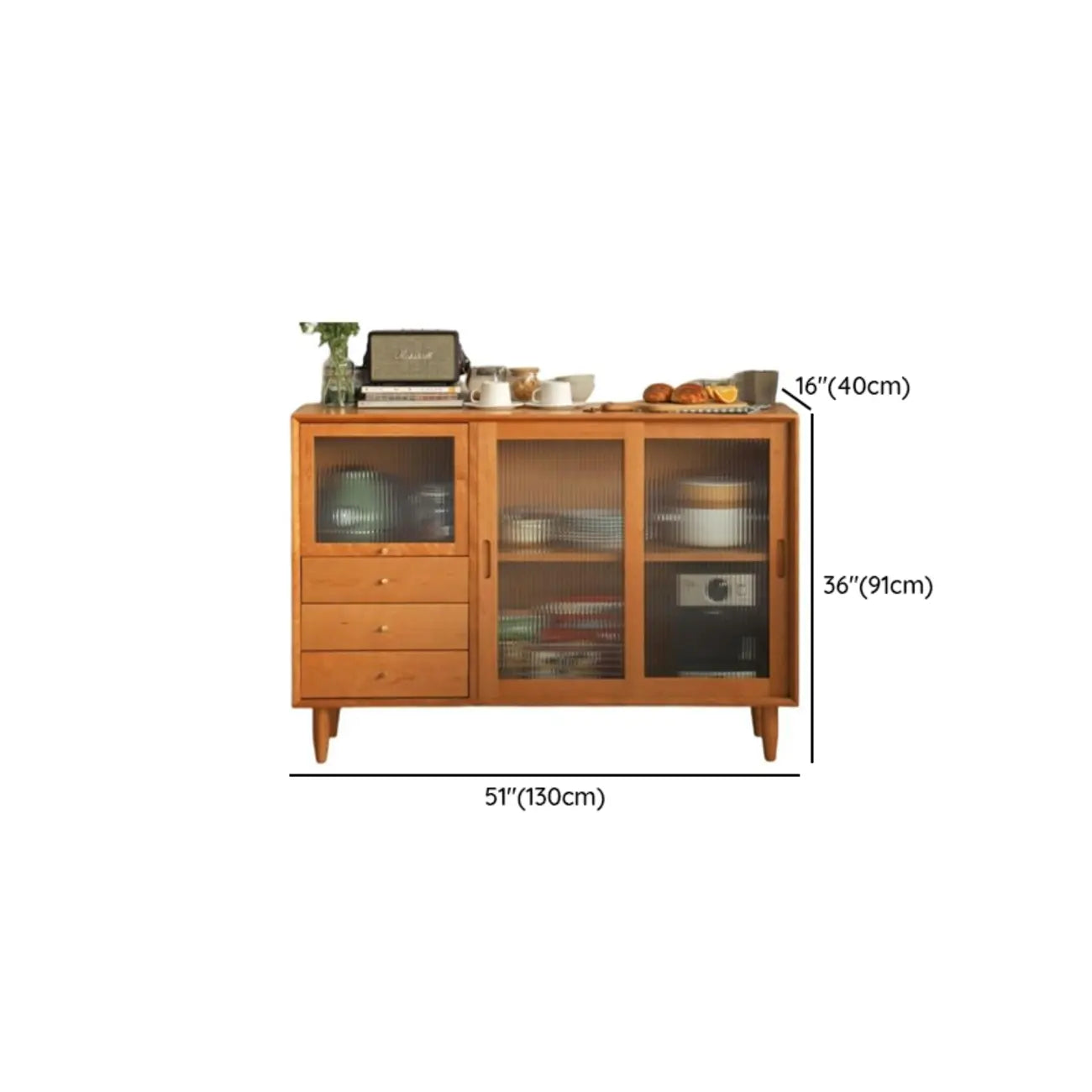 Sliding Door Wood Modern Sideboard with Cabinets