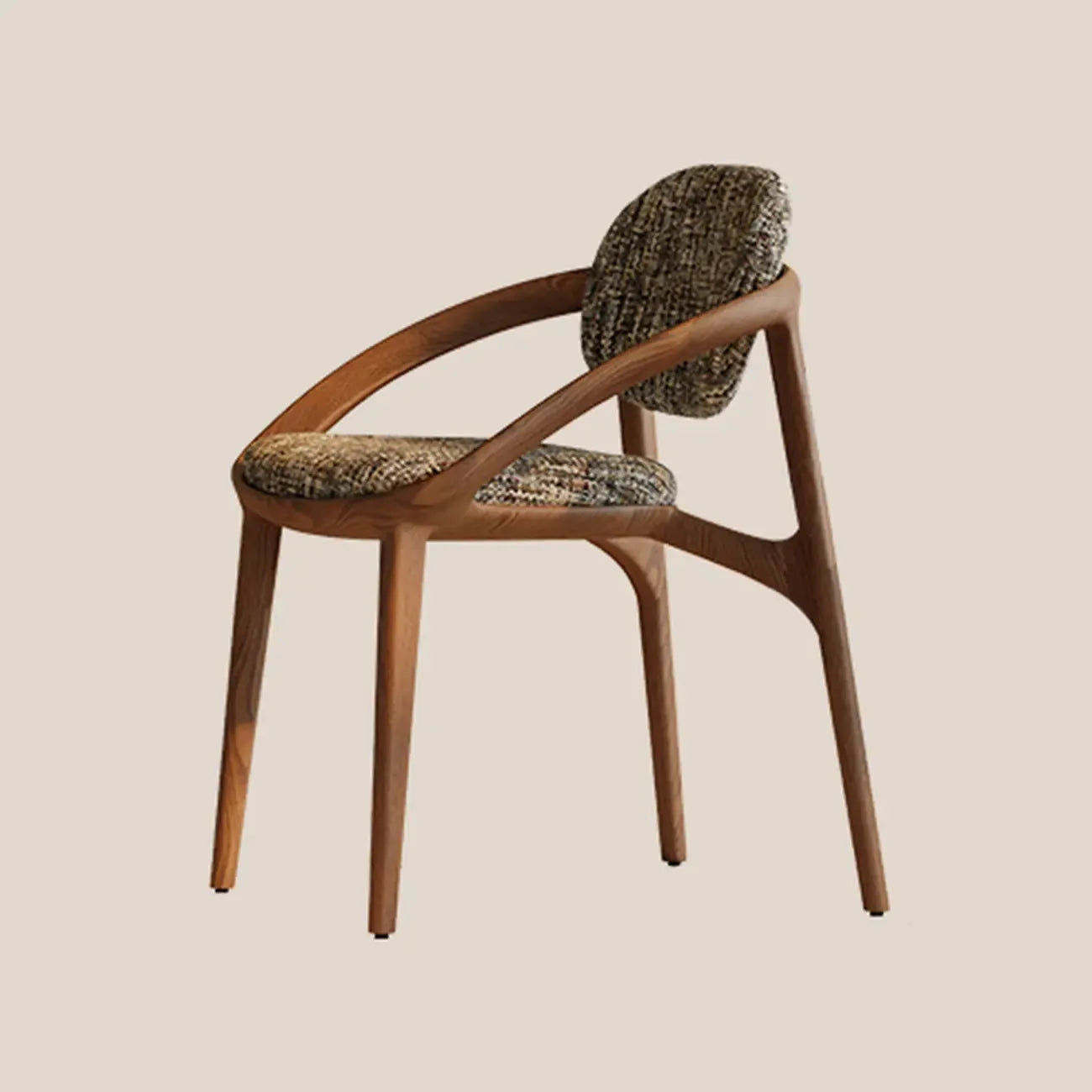 Mid-Century Modern Wooden Dining Chair with Arms