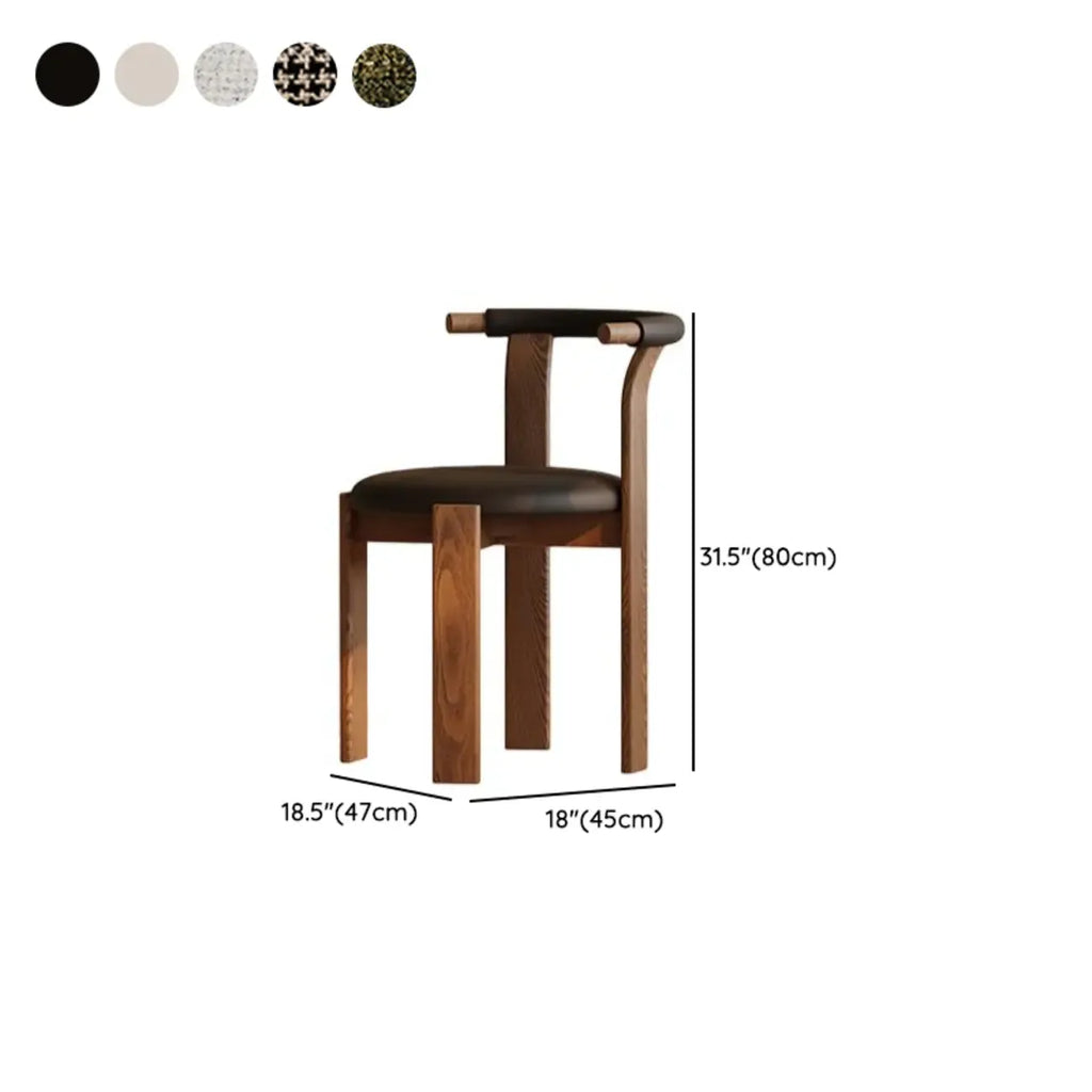 Elegant Open Back Upholstered Armless Wood Dining Chairs