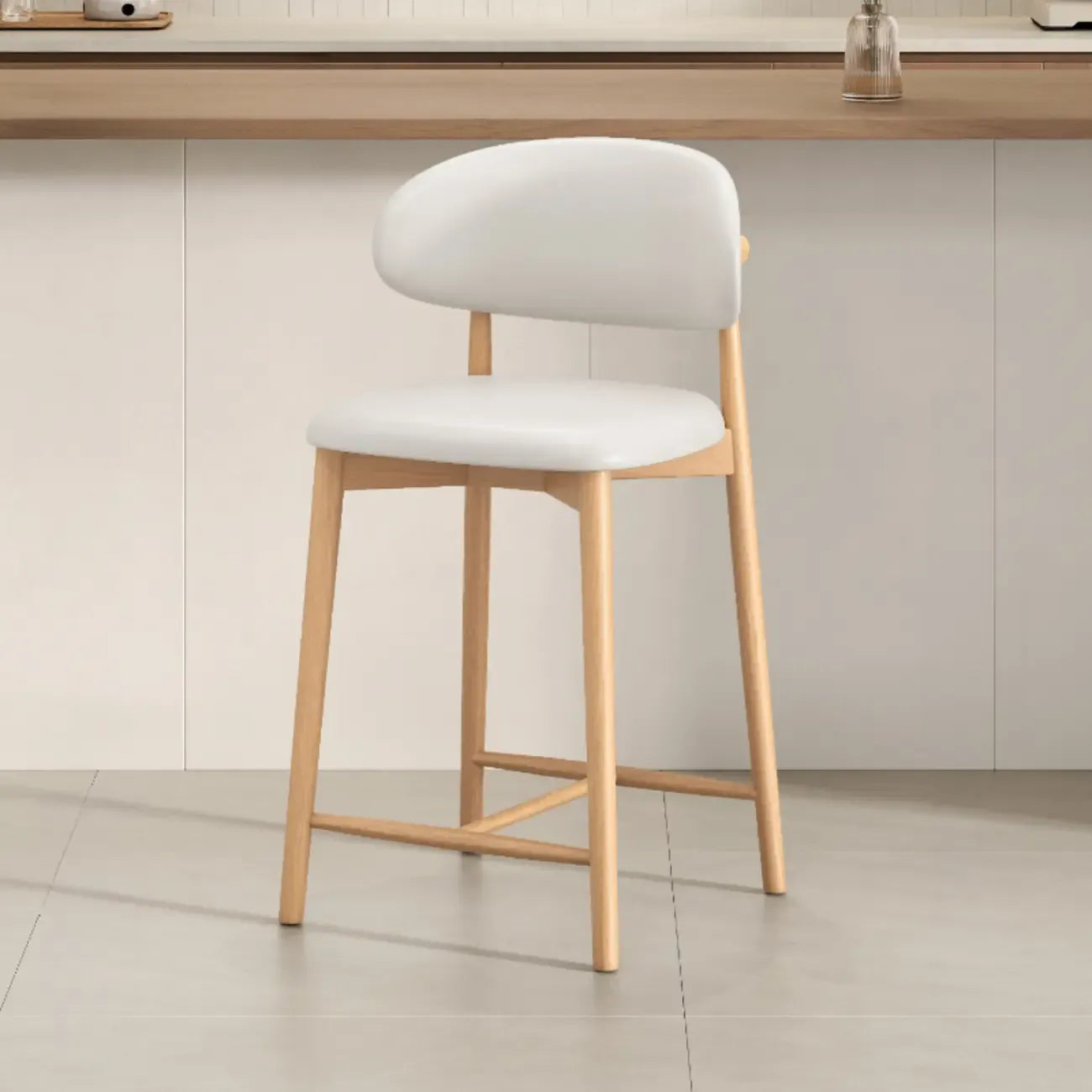 Mid Century Modern Upholstered Bar Stool with Back