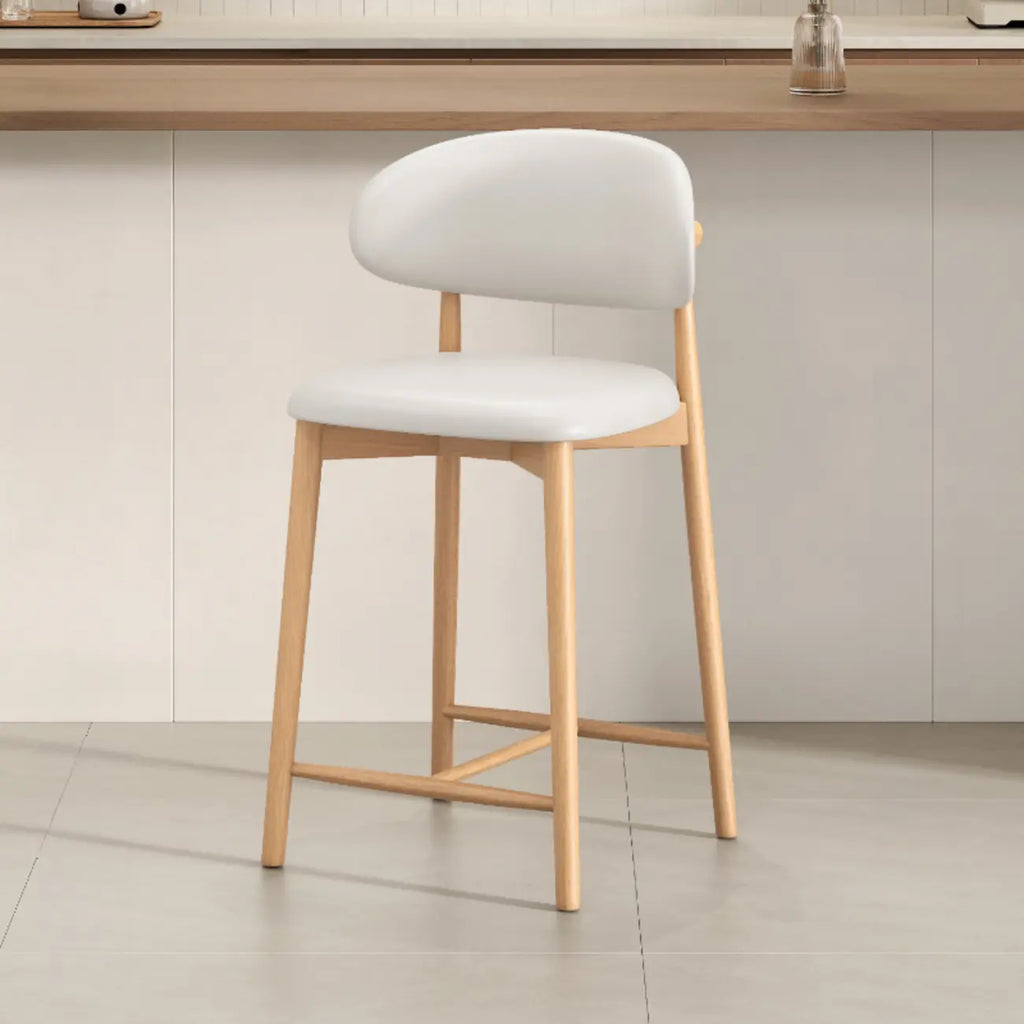 Mid Century Modern Upholstered Bar Stool with Back
