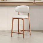 Mid Century Modern Upholstered Bar Stool with Back