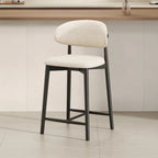 Mid Century Modern Upholstered Bar Stool with Back