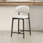 Mid Century Modern Upholstered Bar Stool with Back