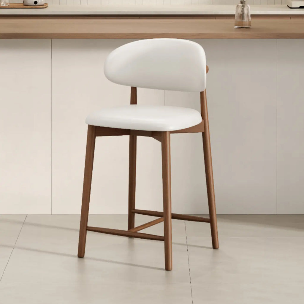 Mid Century Modern Upholstered Bar Stool with Back