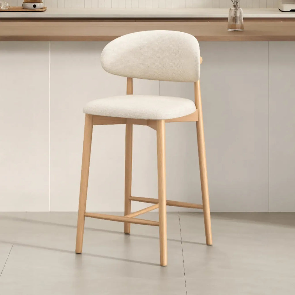 Mid Century Modern Upholstered Bar Stool with Back