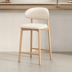 Mid Century Modern Upholstered Bar Stool with Back