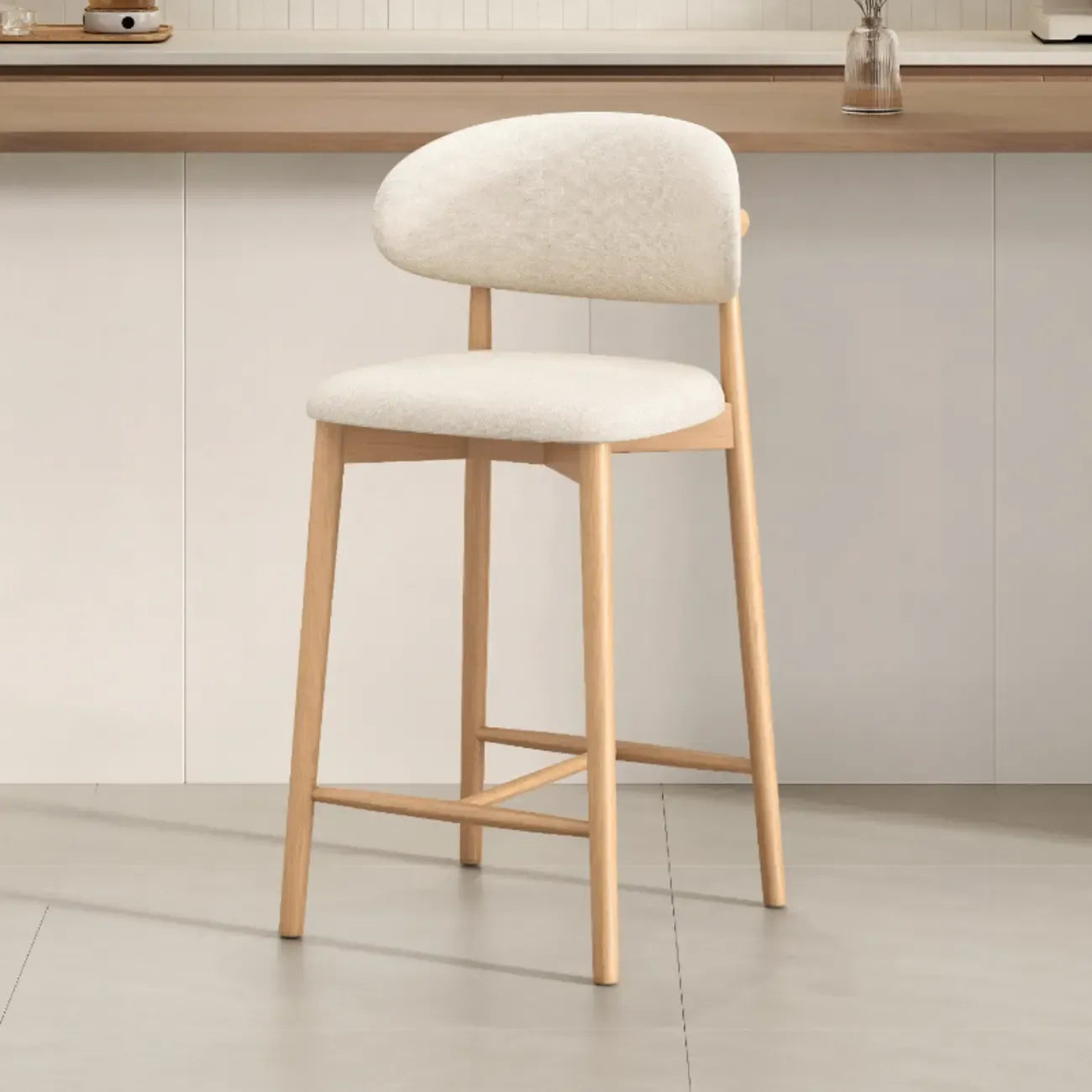 Mid Century Modern Upholstered Bar Stool with Back