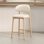 Mid Century Modern Upholstered Bar Stool with Back