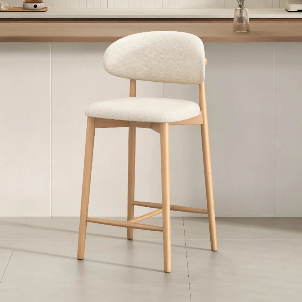 Mid Century Modern Upholstered Bar Stool with Back