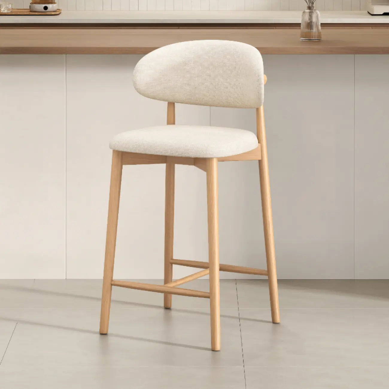 Mid Century Modern Upholstered Bar Stool with Back