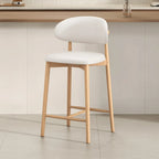 Mid Century Modern Upholstered Bar Stool with Back