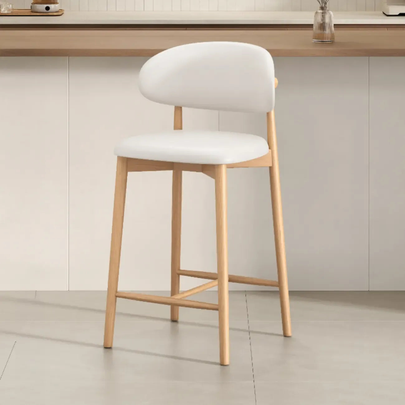 Mid Century Modern Upholstered Bar Stool with Back