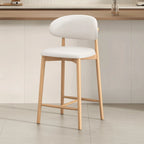Mid Century Modern Upholstered Bar Stool with Back