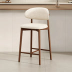 Mid Century Modern Upholstered Bar Stool with Back