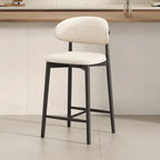 Mid Century Modern Upholstered Bar Stool with Back