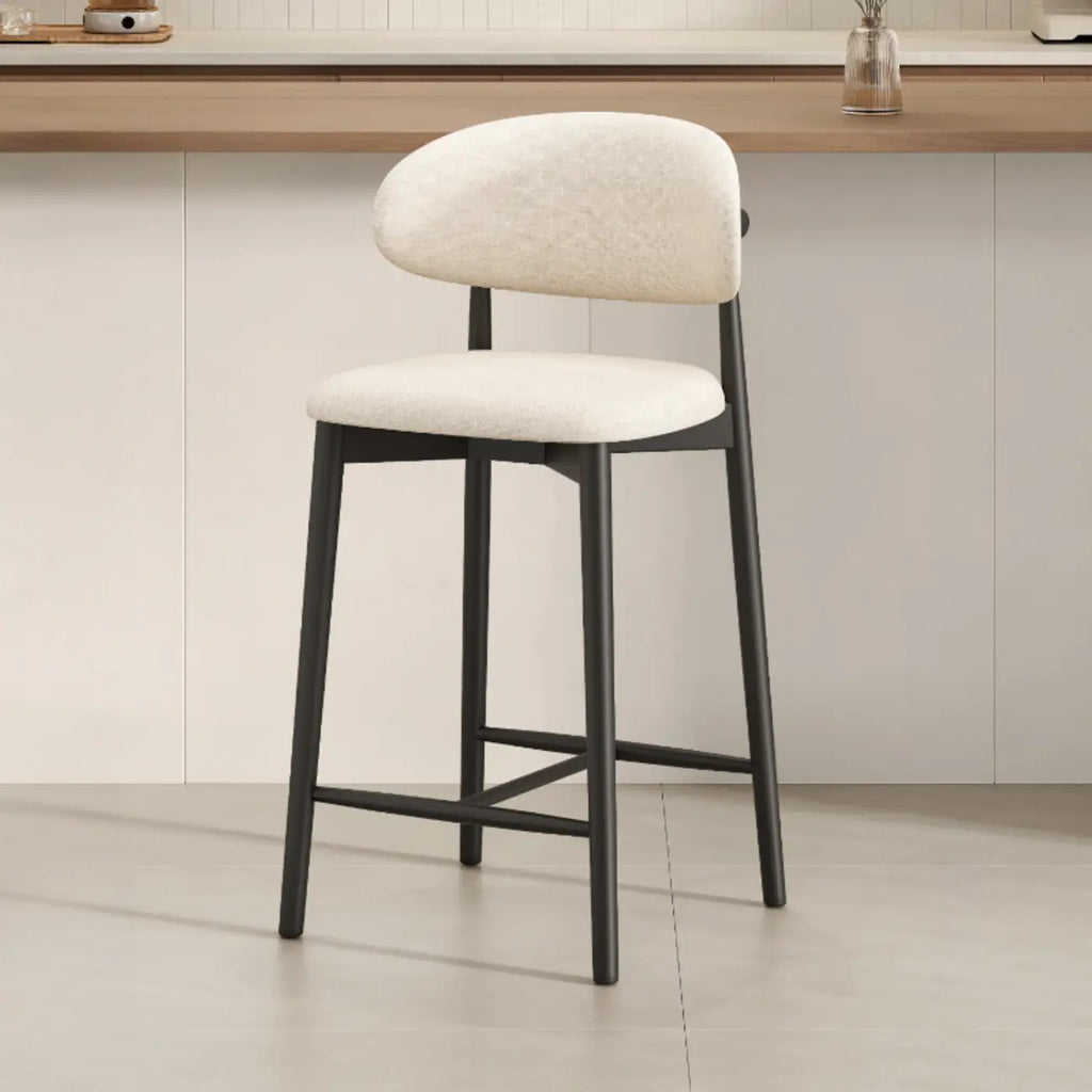 Mid Century Modern Upholstered Bar Stool with Back