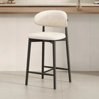 Mid Century Modern Upholstered Bar Stool with Back