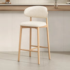 Mid Century Modern Upholstered Bar Stool with Back
