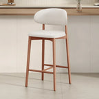 Mid Century Modern Upholstered Bar Stool with Back
