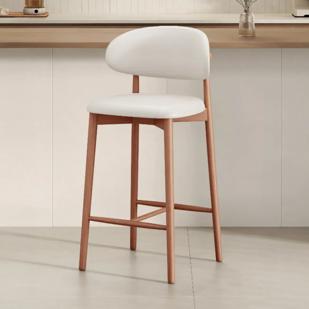 Mid Century Modern Upholstered Bar Stool with Back